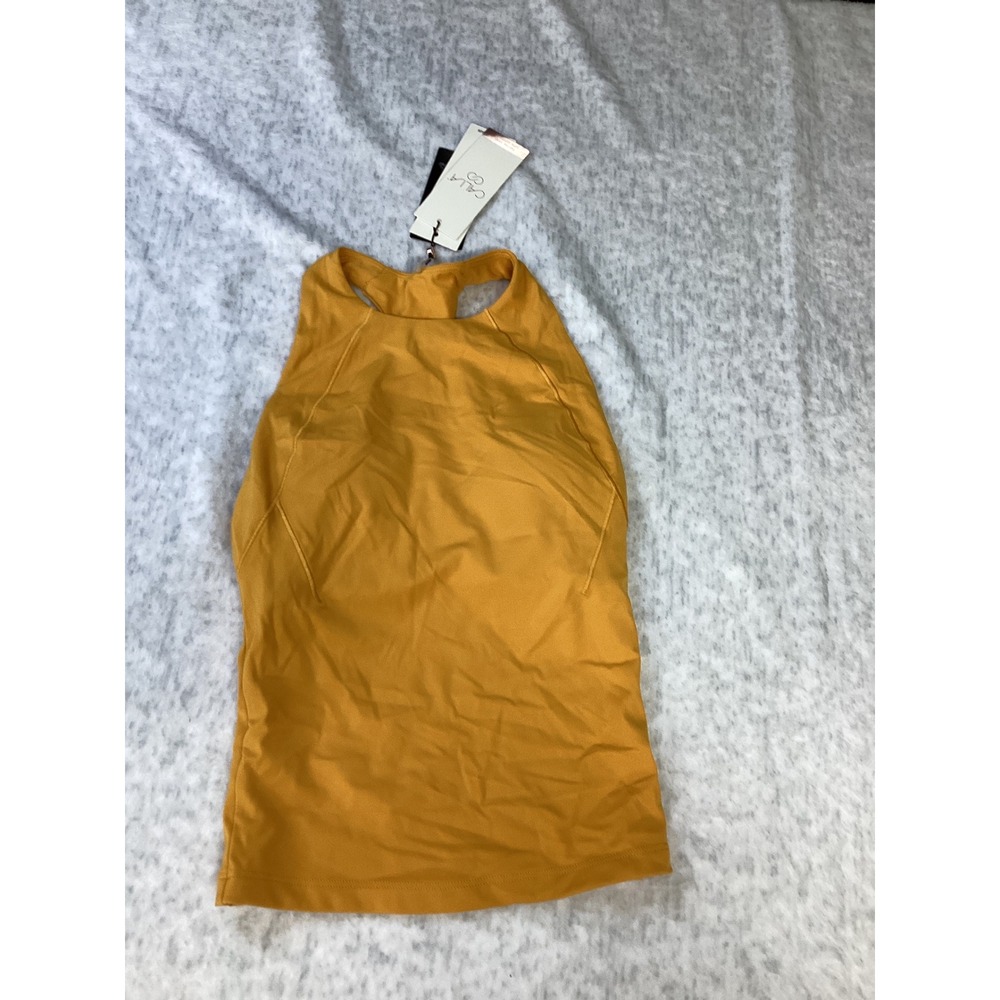 Calia Inspire High Neck Tank Glowing Umber Yellow XS WAX14707LL Built-in Bra NWT